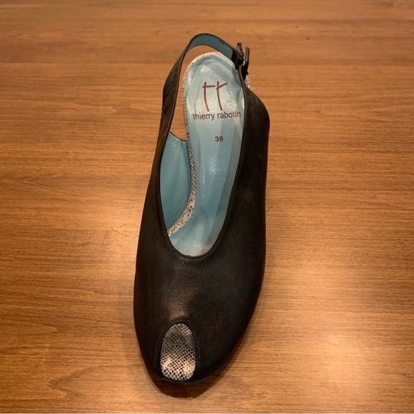 Thierry Rabotin Black and Silver Leather Heels, Size 38 / 7.5 - Picture 3 of 7